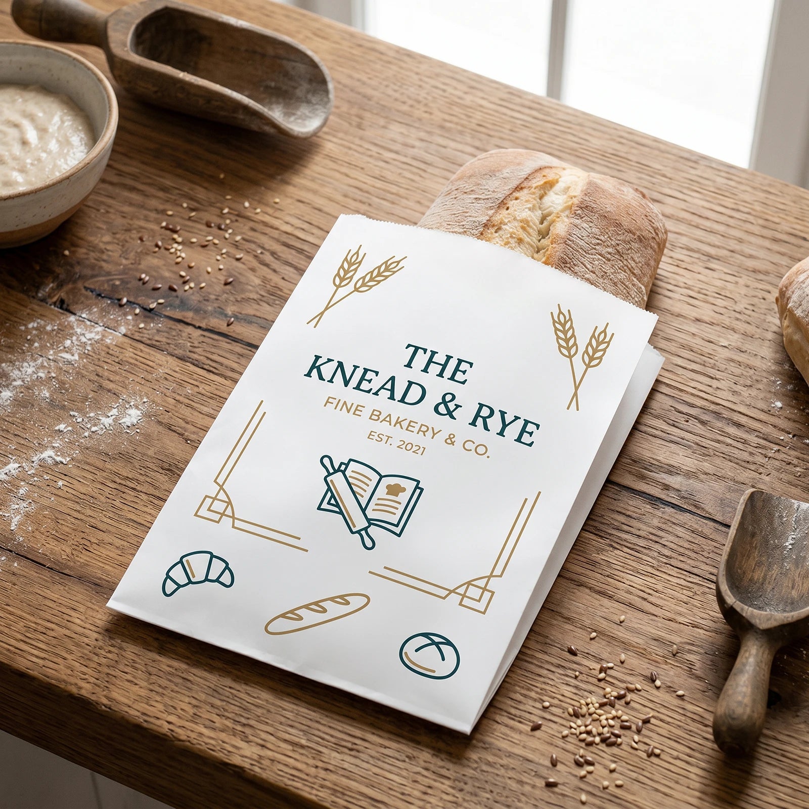 Custom Printed Bread Bags - white