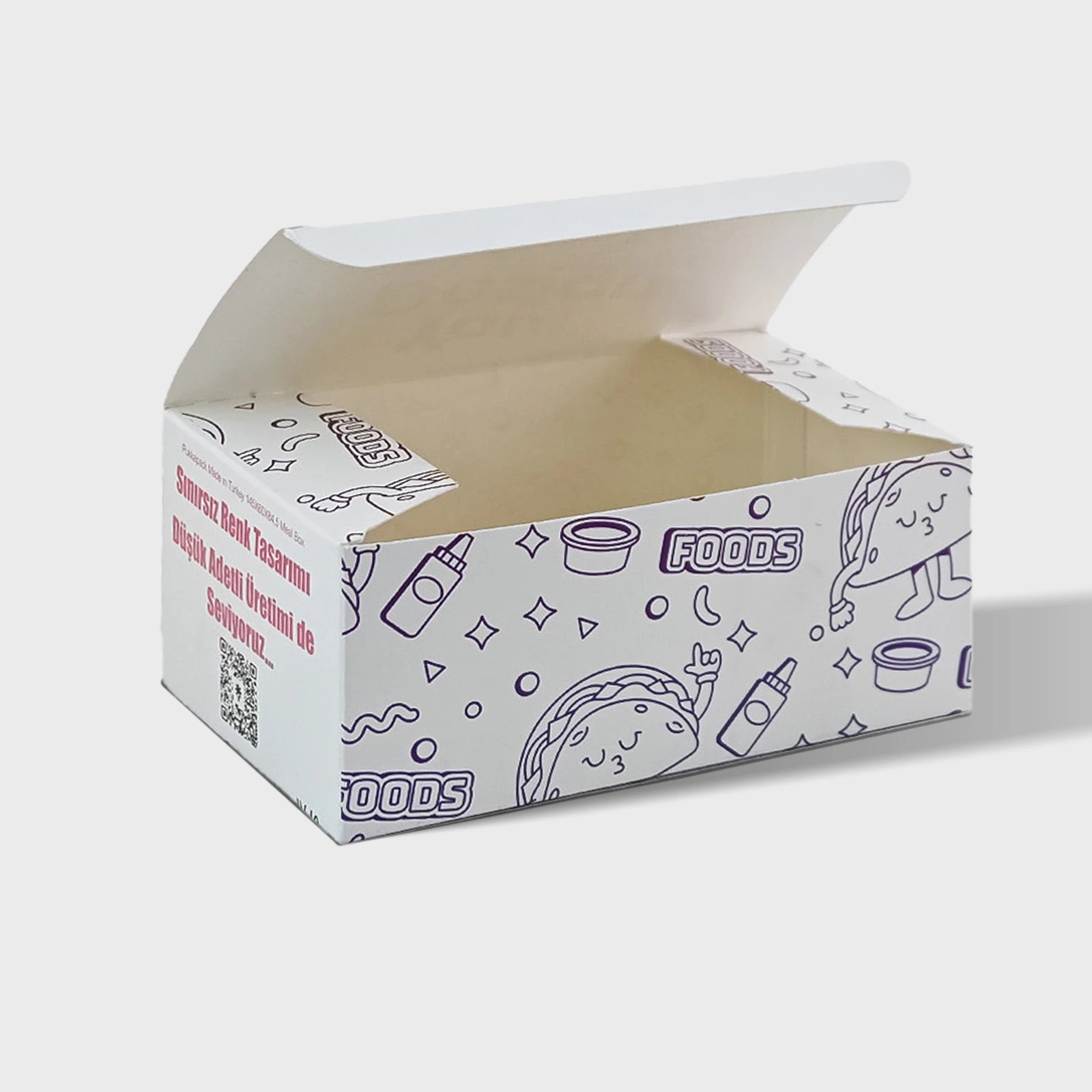 Custom Printed Food Boxes - Lock Bottom - Foldable - White