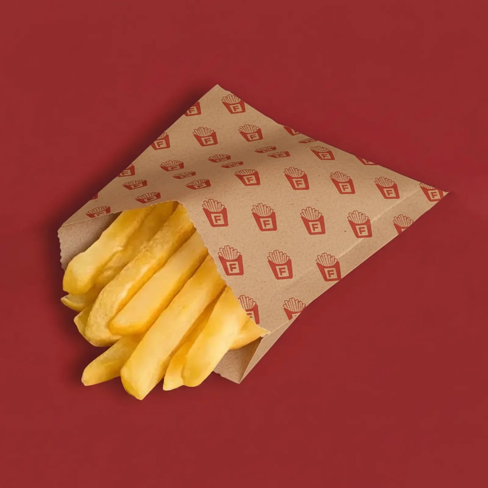 Custom Printed French Fries Paper Bag - Kraft