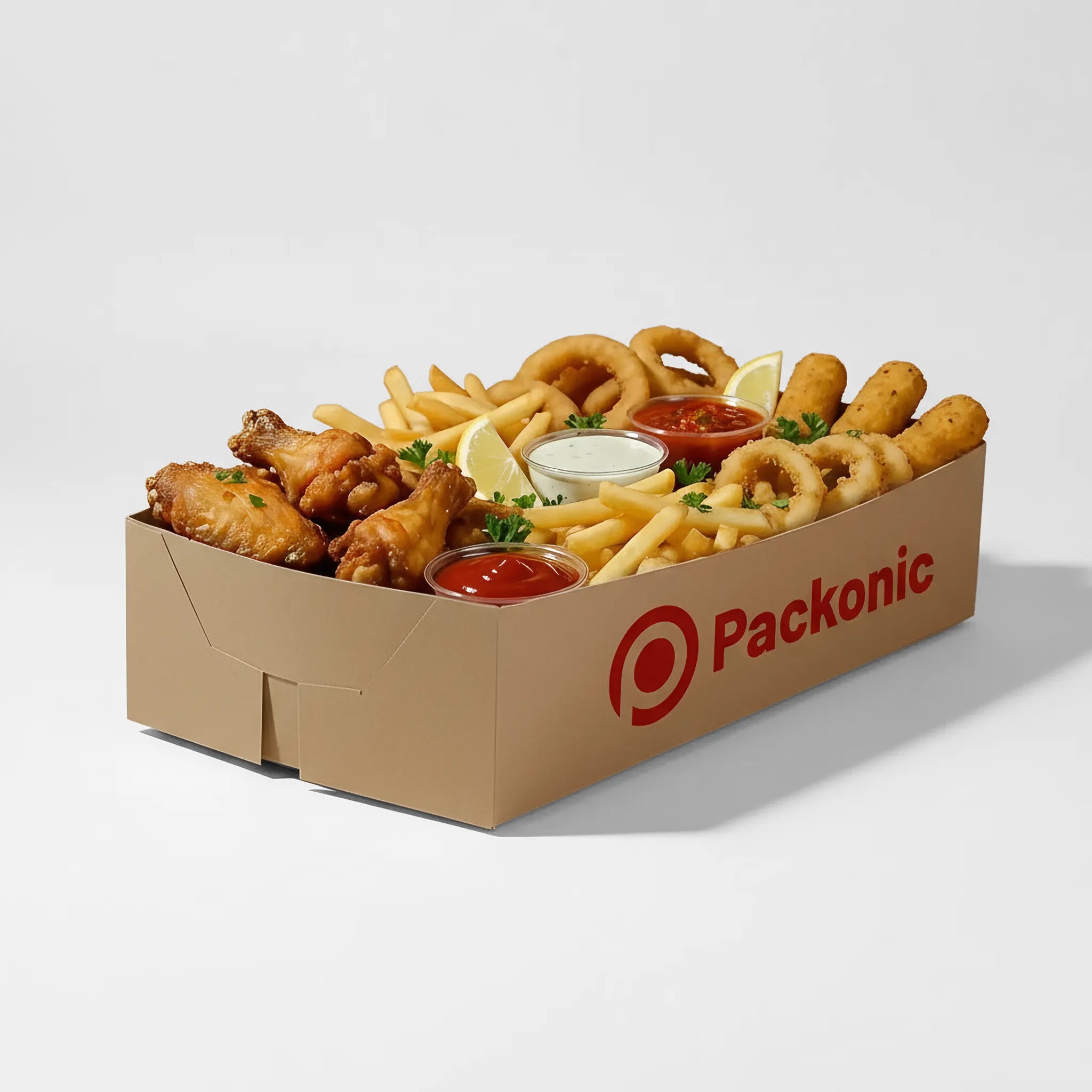 Custom Printed Paper Food Tray - Easy Assembly - Kraft