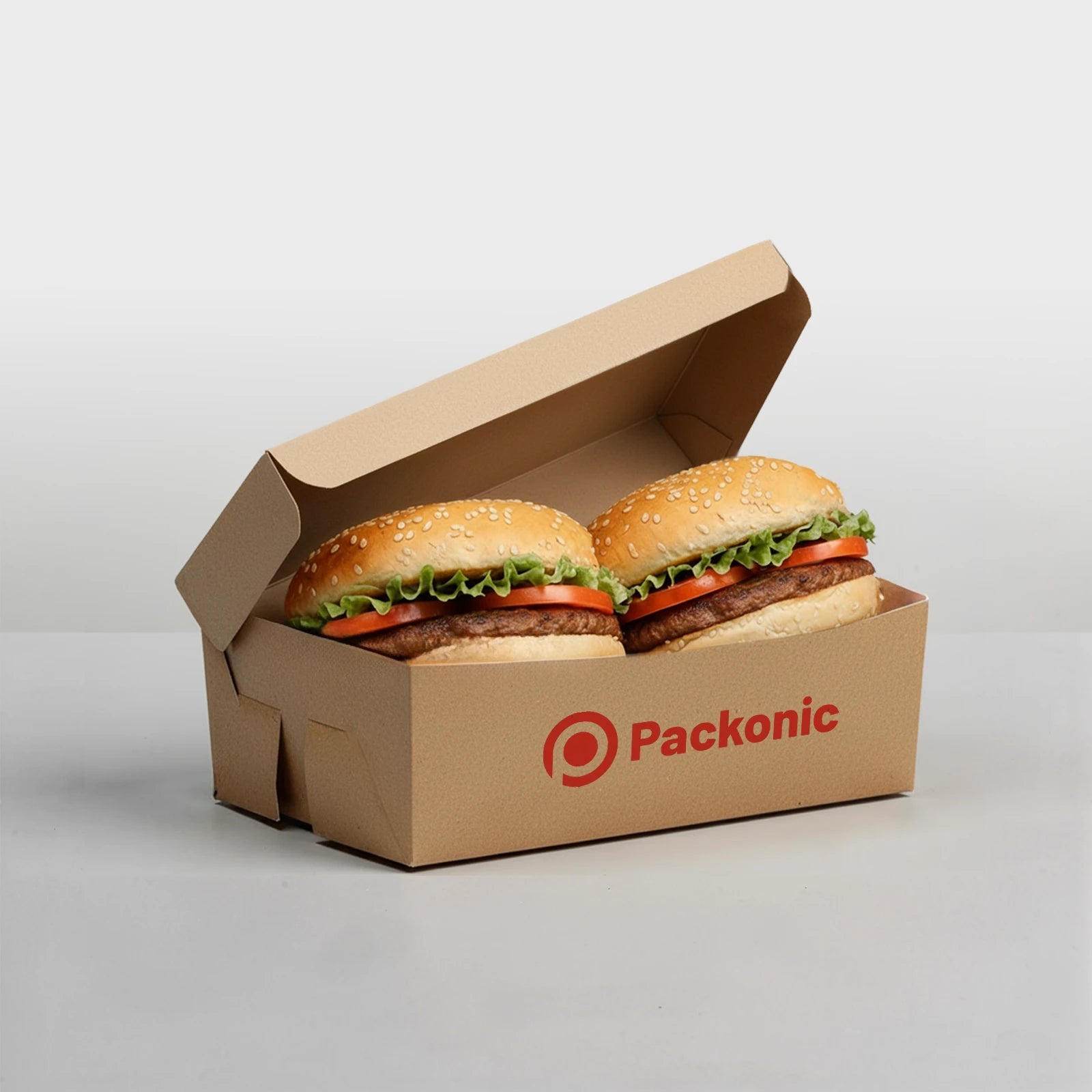 Custom Printed Burger Meal Box - Easy Assembly - Kraft