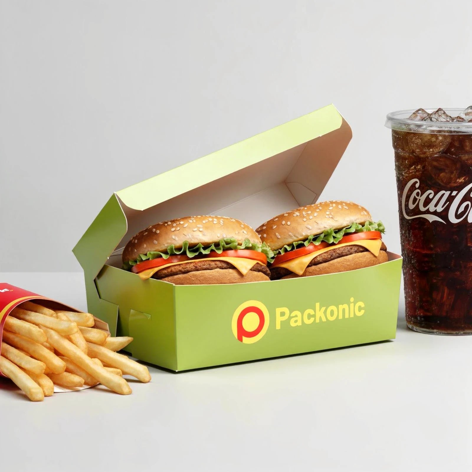 Custom Printed Burger Meal Box - Easy Assembly - White