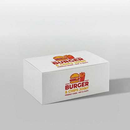 Cajas Personalizadas para Menús de Hamburguesa – Fondo Automático – Plegables – Blanco