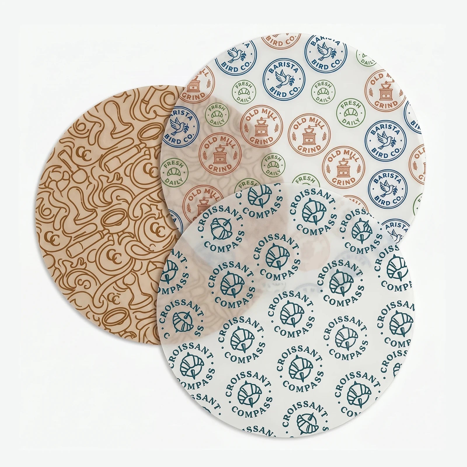 Round Greaseproof Paper - White - Custom Printing