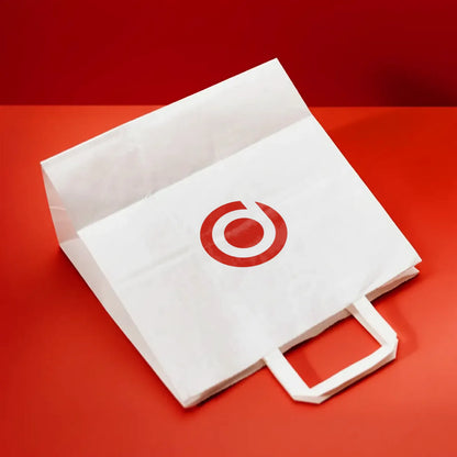 Wholesale Flat Handle Paper Bag - White
